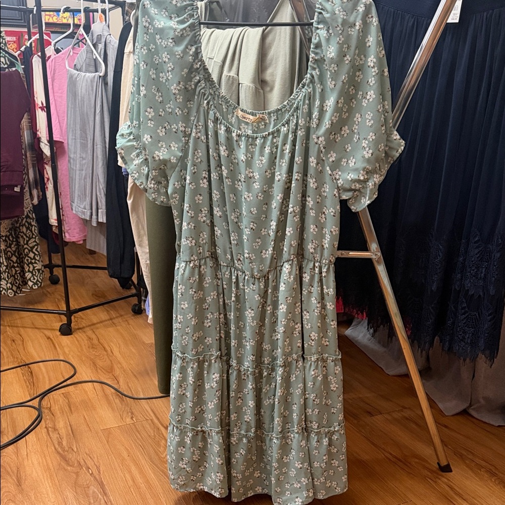 Liberty Love Mint Green Floral Tiered Maxi Dress